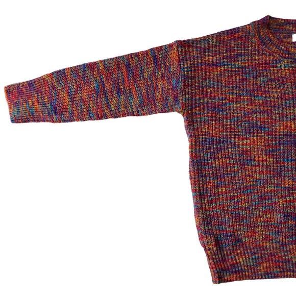 Bright rainbow multicolour space dye jumper round neck Temt NWOT S - Picture 5 of 9